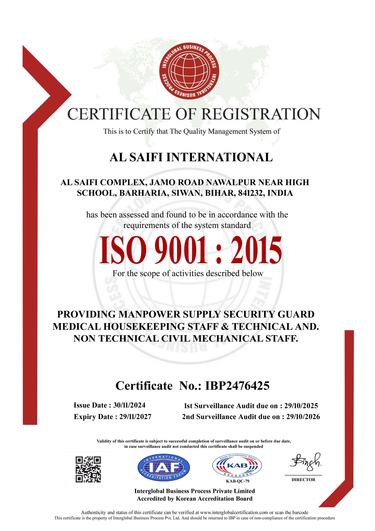 ISO Certificate